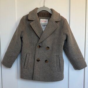Cat & Jack Kids' Double-Breasted Peacoat in Taupe Brown